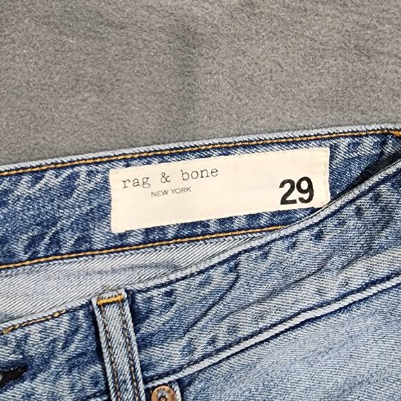 Rag & Bone Ruth Super High Rise Straight Size 29 Raw Hem Ripped Knee - Picture 6 of 11